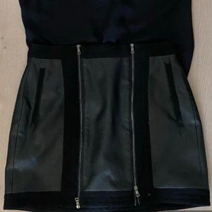 Leather Mini with black shirt